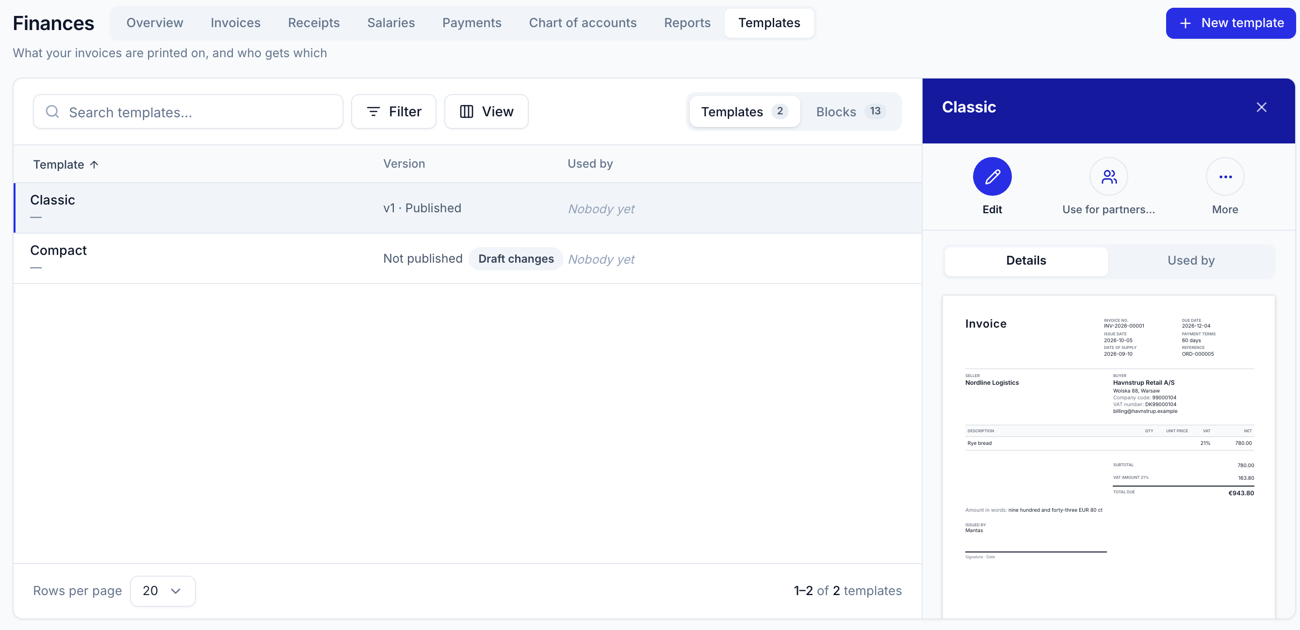 Your invoice, built from blocks